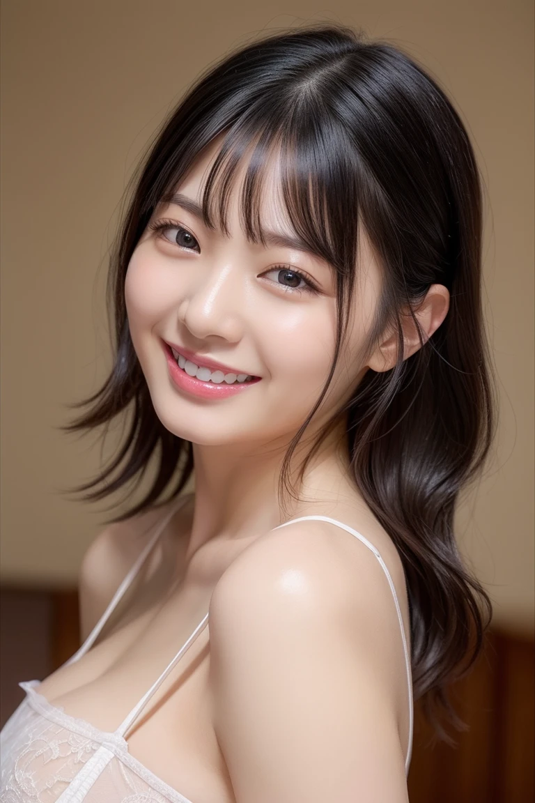 best qualiy、ultra-highresolution、(Photoreal:1.4)、blushes、a Pretty、(details face)、Light smile、Looking at the camera、Upper Bust、underware、clear weather