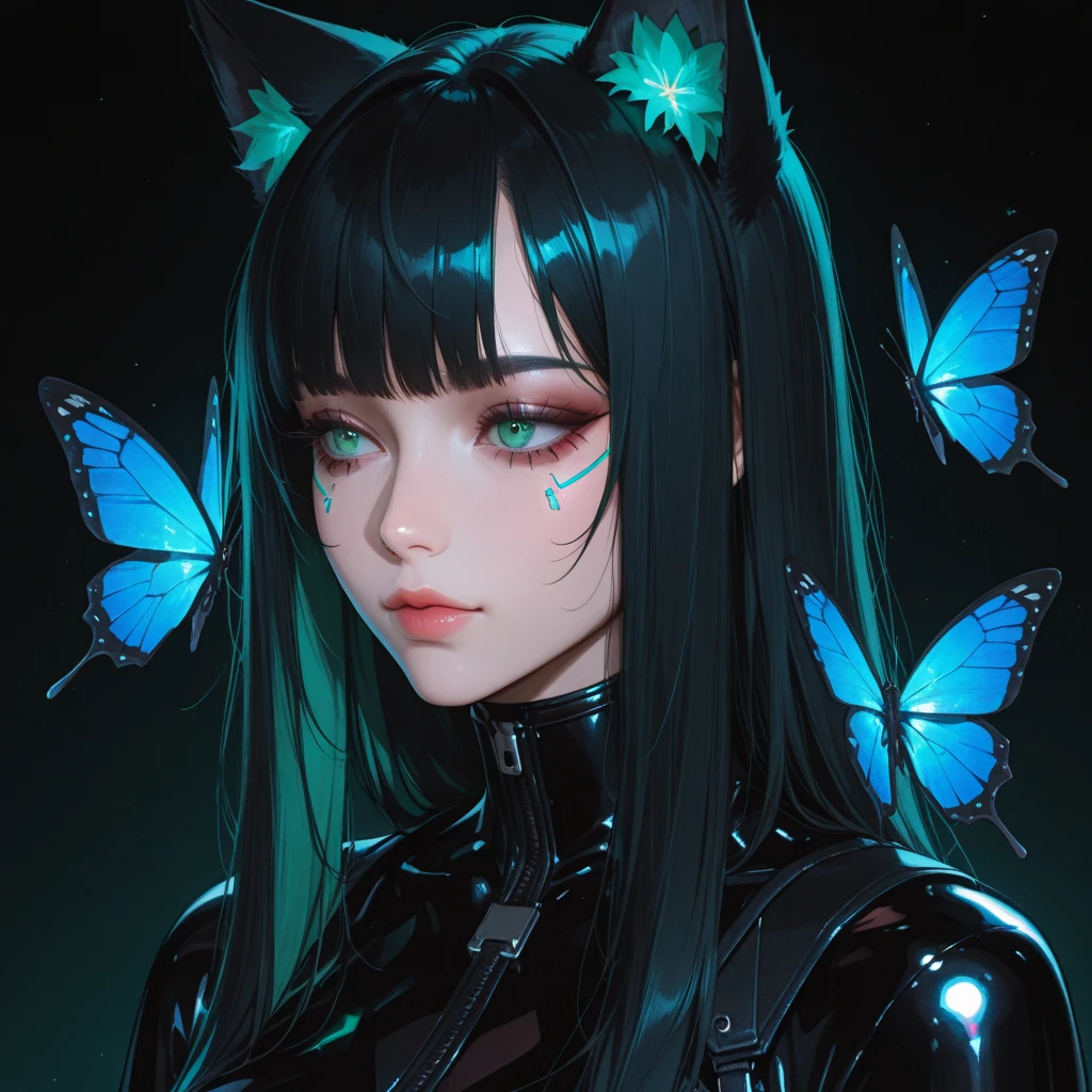 1girls,
large breasts,
neons, abstract, fantasy background,
cat ears,
black makeup,
tears, crying,
extreme closeup, face, det ailed eyes, eyes, extreme details, intricate,
blue hair, twin tails, blue eyes,
glow, lights, shiny lights,
freckles, butterfly,
shiny hair, shiny, shiny skin, shiny clothes, realistic, (photorealistic:1.1)
<lora:more_details:0.85>, goth,black lipstick