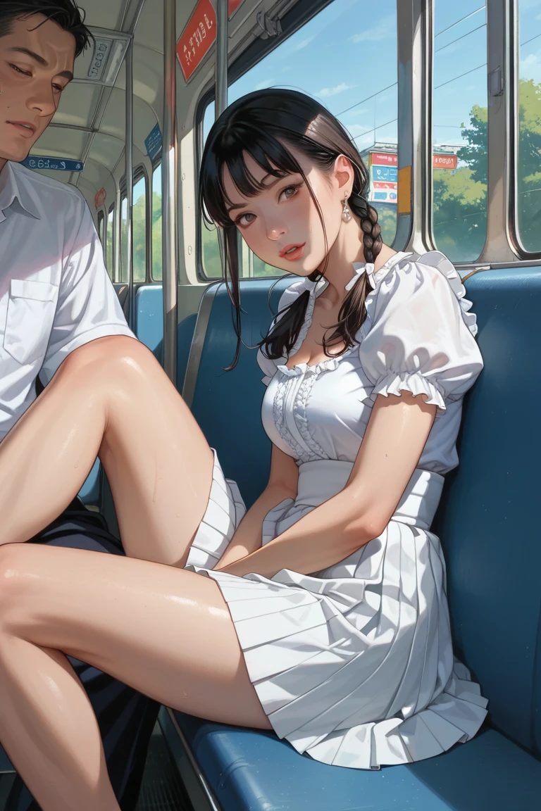 score_9,score_8_up,(masterpiece,best quality,ultra high res:1.1),(photo-realistic:1.1),looking at viewer,side_light,bokeh,beautiful face,exquisite face,skin texture,1girl,22yo,nsfw,breasts apart,big breasts,
(sweat and pure:1.2),enjoy this wet orgasm,(see-through:1.3),(red_dress:1.5),black long hair,
<lora:HsuHsu:1>,HsuHsu,dildo riding,cum in pussy,cum on face,cum on breasts,legs_apart,sitting,
<lora:neg4all_bdsqlsz_xl_V7:1>,in a bus,sunlight through the glass to form a beam,