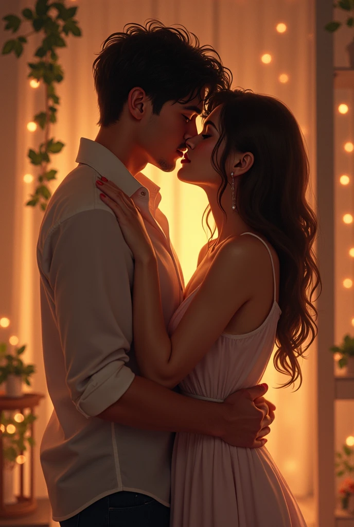 a couple kissing