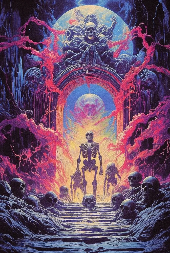 horror art, Biomechanic gateway of madness, cosmic apocalyse, digital painting color drawing intricate details, perfect and complex illustration.