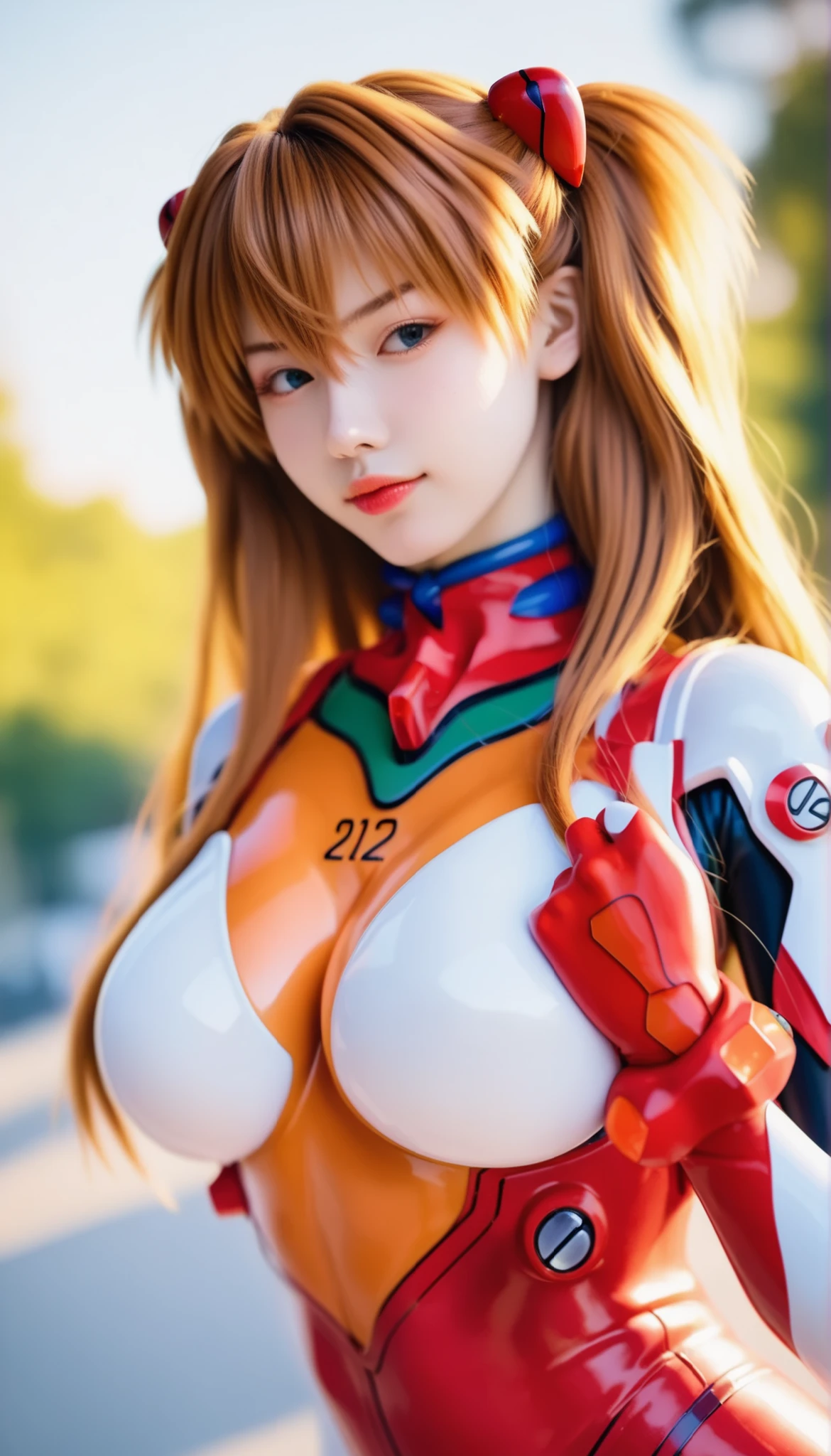 (最高傑作、最高品質、8K), Street fashion in 3025, ((Evangelion, Asuka Langley)),1 girl,solo,,Cowboy Shots, ,,, score_9,score_8_up,score_7_up,,8k,1 girl to improve Sa,solo, erotic, big breasts,