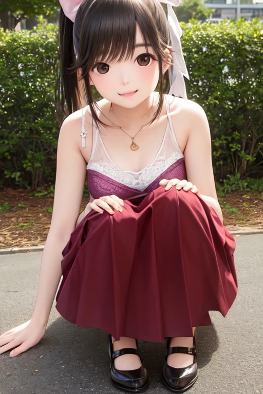 Highest quality、Highest quality、16k quality、Highly detailed figure、Highly detailed face、Highly detailed eyes、Highly detailed nose、Highly detailed facial expressions、Highly detailed thighs、Being in reality、16-year-old girl、main character、Japanese Ninja、I can see your thighs、Naughty、Tight、16 year old girl's breasts、whole body写真、Are standing、Emphasizes the beauty of thigh muscles、whole body写真、Front view、whole body
