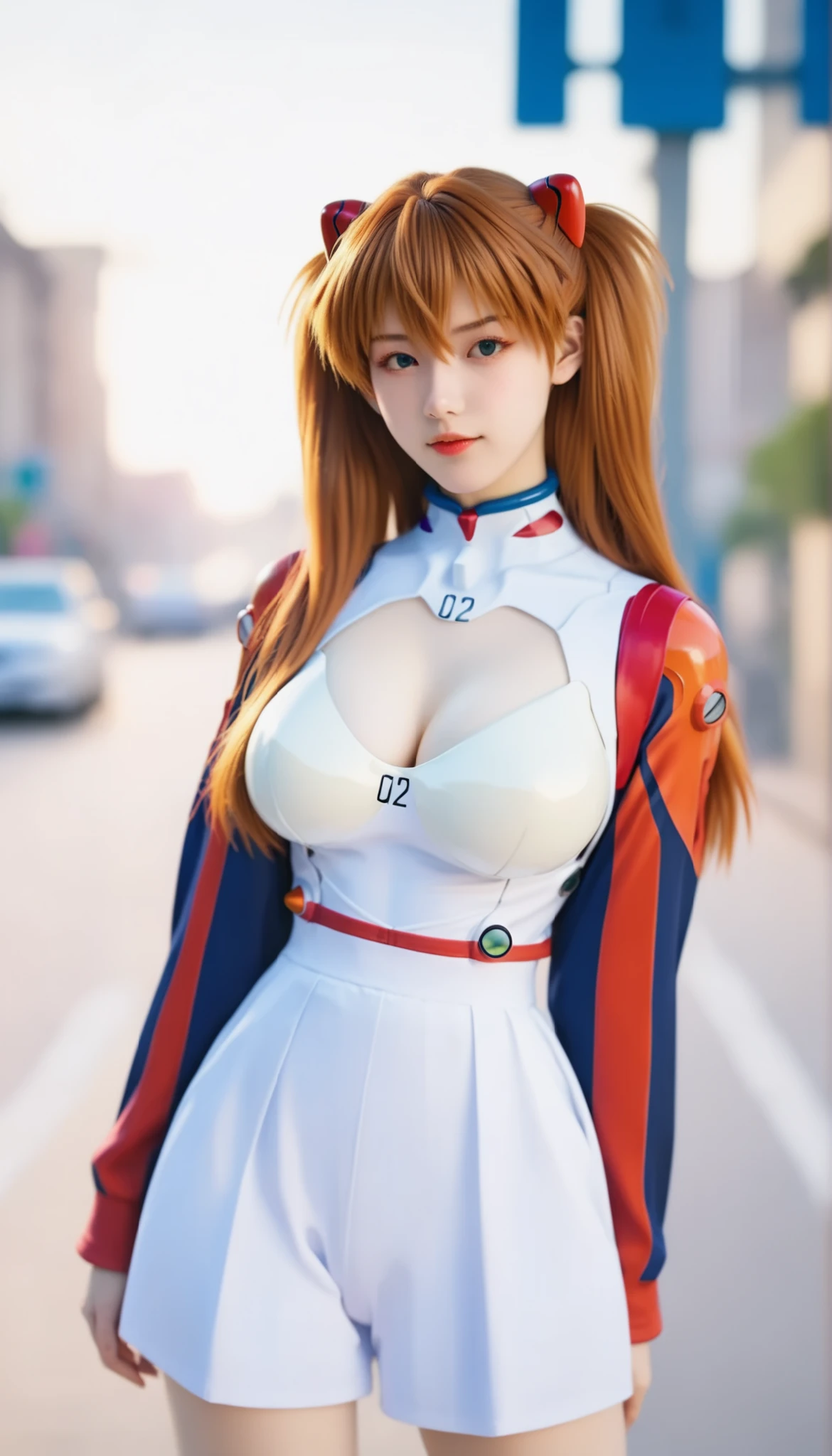 (最高傑作、最高品質、8K), Street fashion in 3025, ((Evangelion, Asuka Langley)),1 girl,solo,,Cowboy Shots, ,,, score_9,score_8_up,score_7_up,,8k,1 girl to improve Sa,solo, erotic, big breasts,
