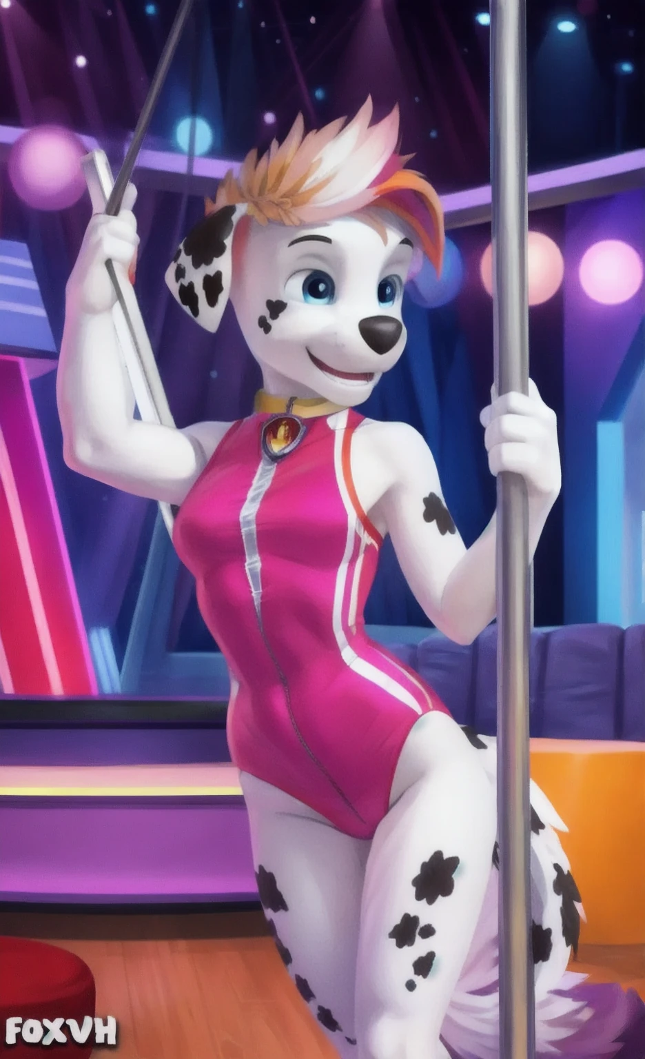 Dalmatian stripper dancing bikini
