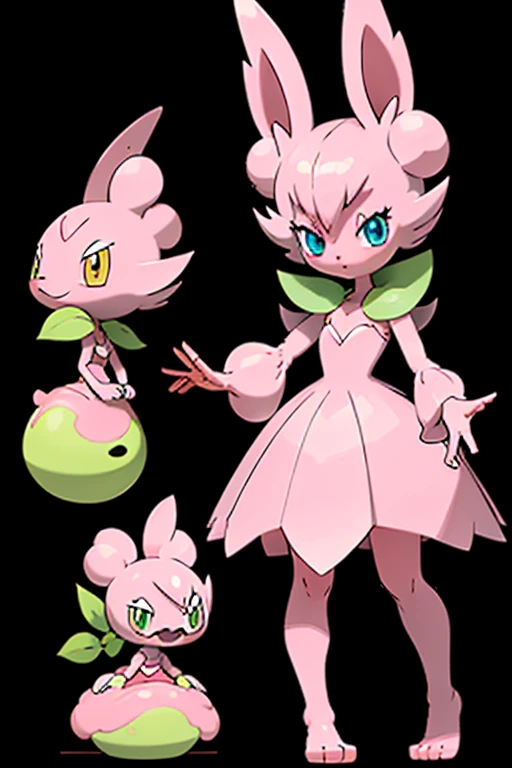 score_9_up, score_8_up, score_7_up, score_6_up, best quality, source_anime, soft shading, black background, sparkles, pink fog:1.4, pink clouds:1.4, BREAK 1girl, solo, tsareena, pokemon, flora fauna, green hair, long hair, wide hips, white head, eyelashes, pink eyeshadow, purple eyes, purple boots, standing, looking at viewer, hands on hips, narrowed eyes, (two heads:1.5), (conjoined:1.5)