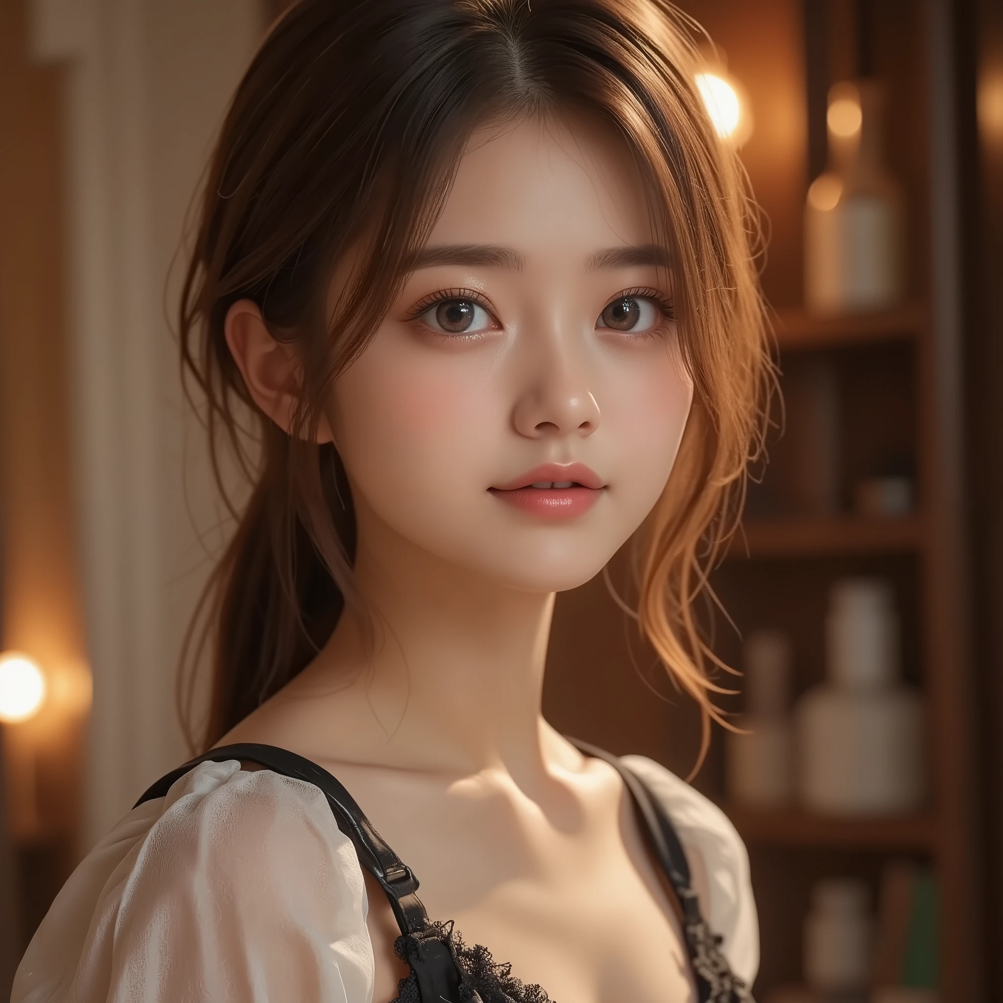 8k,ultra high resolution , best quality, masterpiece,rule of thirds,golden ratio,surreal,pictures, one woman,( girl:1.3),cute,cute顔, Beautiful Eyes in Every Detail , 細かくdetails,mature woman,princess,Full body,black hair,Short layers,ID photo, luxurious and beautiful ,( famous Japanese idol girl),非常にdetailsな, 美しいlikeいアジア人女性の超写実的なデジタルイラスト, fully visible from head to foot in the frame,elegant makeup,she wears a traditional Japanese high school girl uniform,wearing a white sailor-colored blouse with perfect clarity, knee-length navy blue pleated skirt,appropriate ribbon tie,like々exudes vibrancy and charm. is also wearing navy blue knee-high socks and shiny black shoes, complete a classic school uniform,Miniskirt,Classroom, is sitting, Extend Your Legs, Open legs to the side,Put her at the center of focus. The lighting is soft and even , gentle shadows that add depth and realism. is balanced in the composition , the subject is placed in the center, lets you fully enjoy her outfit and look. The image is rendered in stunning 8K resolution, captures every detail in perfect clarity,(((smile))),High heels, very delicate expression , delicate eye description,healthy body, ((Female 1)), height 160cm ,( thin waist:1.4)、( Beautiful :1.4), pink lips,Profile ,((( ideal figure))),Small A Cup Bust :2, portraits:2、 完璧な解剖学 、鮮明な details、 details,thin lips,Perfect and beautiful face ,完璧でcute顔, Meticulous Skin , perfect limb that wraps around the body,thin waist, surreal,Light and Dark,fashion magazine cover,stage lights