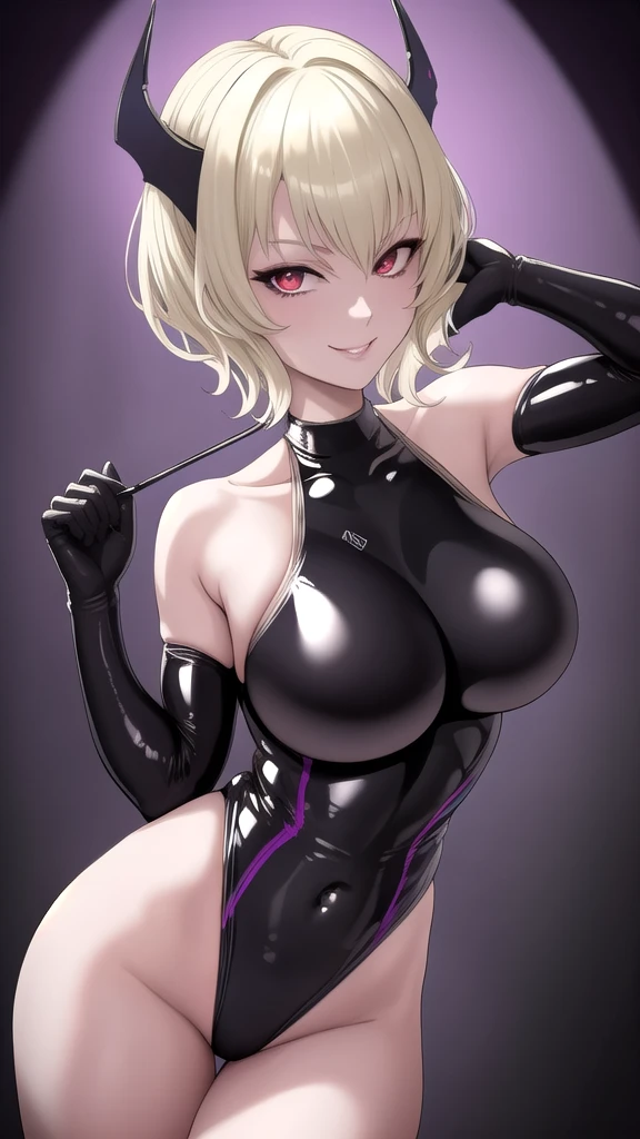 (melhor qualidade:1.3), (qualidade 4K), 2b, short hair,, ((detailed face)), ((curvy body), super shiny latex panties、fishnet tights & garter belt)))、((( cleavage ,)))、please be shy, full of embarrassment、big breasts、((oil skin,sparkling skin、detailed beautiful skin、shiny skin))