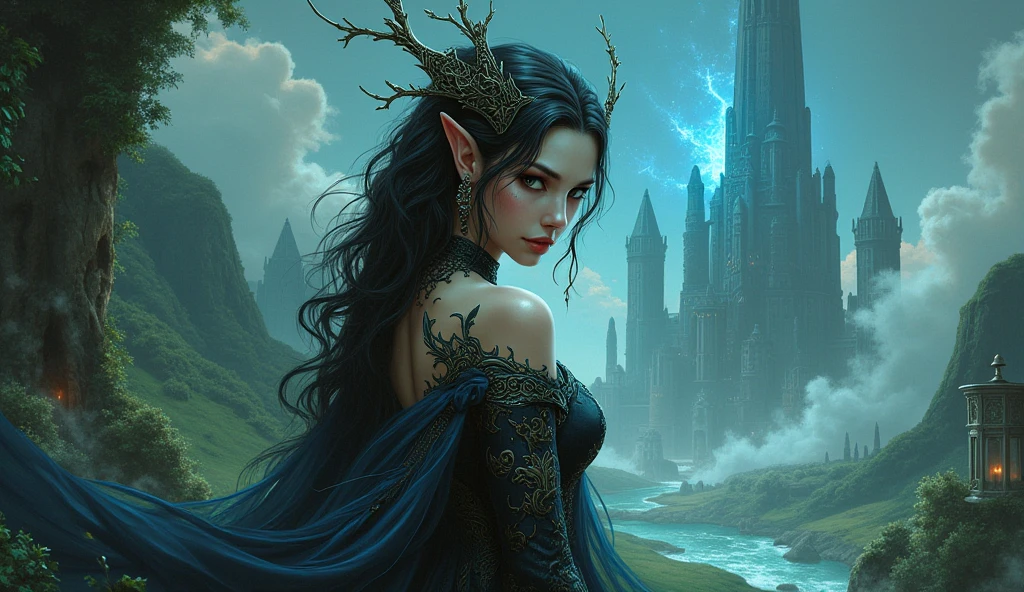 gothic art, dark fantasy art, dnd art, (masterpiece:1.5), full body intricate details, highly detailed, best quality, highres, portrait of a female, elf (1.6, fantasy art, Masterpiece, best quality), feminine, druid, cleric of nature, (1.4 intricate details, fantasy art, Masterpiece, best quality) with a short brown hair, green eyes, (fantasy art, Masterpiece, best quality), ((beautiful delicate face)), Ultra Detailed Face (1.6 intricate details, fantasy art, Masterpiece, best quality), armed a staff, green cloak, flowing cloak (1.4 intricate details, fantasy art, Masterpiece, best quality), leather armor (1.4 intricate details, fantasy art, Masterpiece, best quality), in fantasy setting forest at night, moon, clouds, gothic atmosphere, soft light, cinematic light, [[anatomically correct]], high details, best quality, 8k, [ultra detailed], masterpiece, best quality, (extremely detailed), dynamic angle