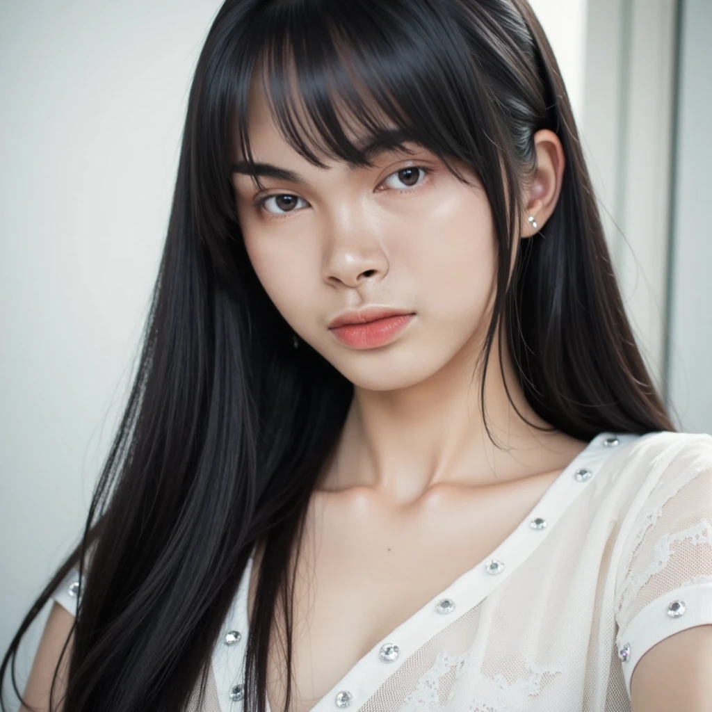 (best quality:1.4),(masterpiece:1.4),(photorealistic:1.4),(Realistic:1.2),(ultra high res, raw photo:1.4),(hdr, hyperdetailed:1.2),(8K:1.2),cinematic photo 1girl,(black long straight hair:1.2),standing,