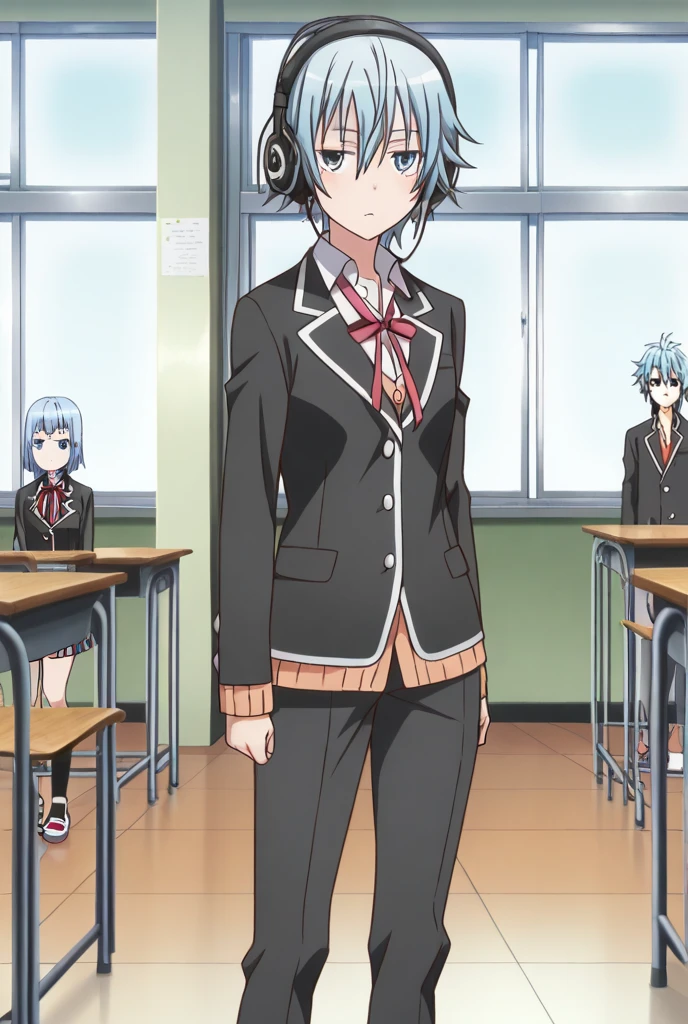 Anime screencap, oregairu, digital art, looking at view, classroom ...