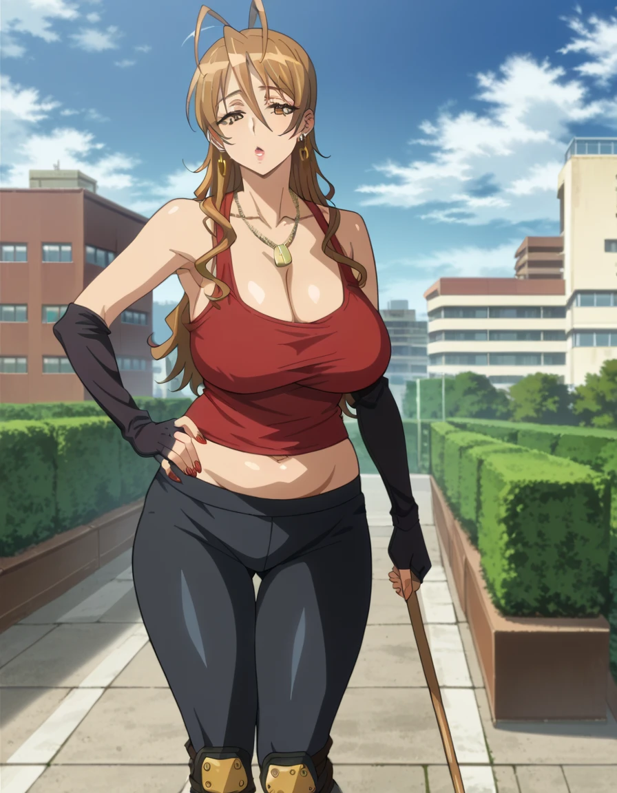 Thick legs, mature female, mature, adult, 1girl, long hair, asuna (sao), brown hair, brown eyes, solo, smile, looking at viewer, very long hair,Implanted Big breast,unnatural big breast,Plump,Big hip,thin tight green shirt Show bodyline,big cleavage,Curvy,(Thick purple lips),(Glossy Lips),(Bimbo lips),Thick purple eyelid,Walking in the street,Swaying hips,Golden bracelet,Gold chained necklace,Hoopa earring,Golden ring,Latin women,(Half open eyes),Unnatural body proposion,purple long nail,Bimbo,Slut,Unnatural thick lips,Brown skin,Lowrise Tight jeans