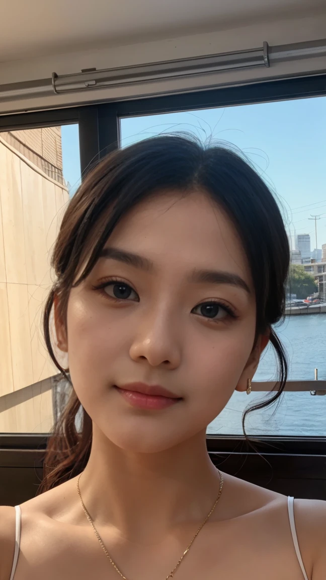 a close up of a woman with long hair and a white shirt, young lovely Korean faces, wan adorable korean face, beautiful Korean women, Korean face features, jaeyeon nam, Korean girl, Kim Do-young, portrait jisoo blackpink, cute korean actress, popular korean makeup, Beautiful young Korean woman, Korean symmetrical face, beautiful aesthetic face, Popular Korean makeup --auto