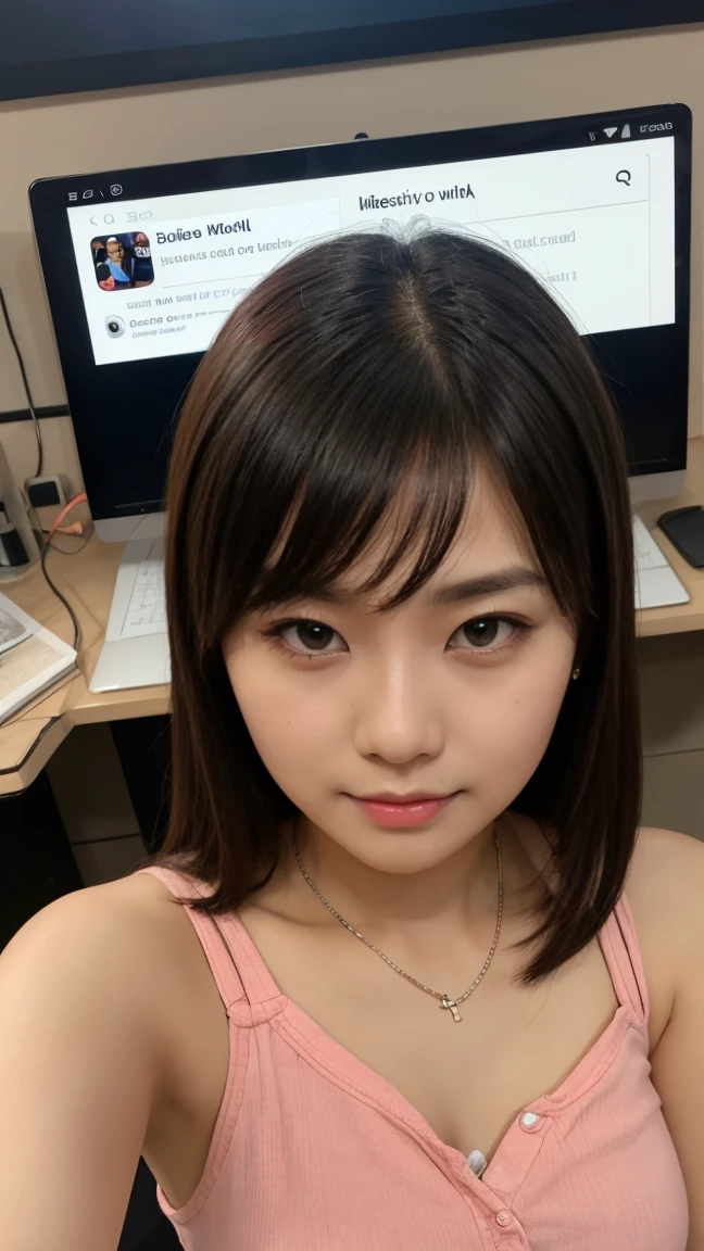 ((news broadcasting studio:1.4)), news caster, Presenter, Calm Woman, sizable wide monitor, (Cityscape).
BREAK
((Best Quality, 8K, masutepiece :1.3)), (Realistic, Photorealistic:1.4)A pretty woman with perfect figure :1.4, ((Huge breasts, huge-breasted:1.4)), Beautiful, Smile, (Bright:1.4), Pretty Woman, (Highly detailed face:1.2), cleavage, V-neck, (Casual dress:1.4), Detailed eyes, 二重まぶた, japanese pretty woman, Sitting, slim:1.9, slender, Oily skin, Shiny skin, silk hair, paper on desk, bob cuts,