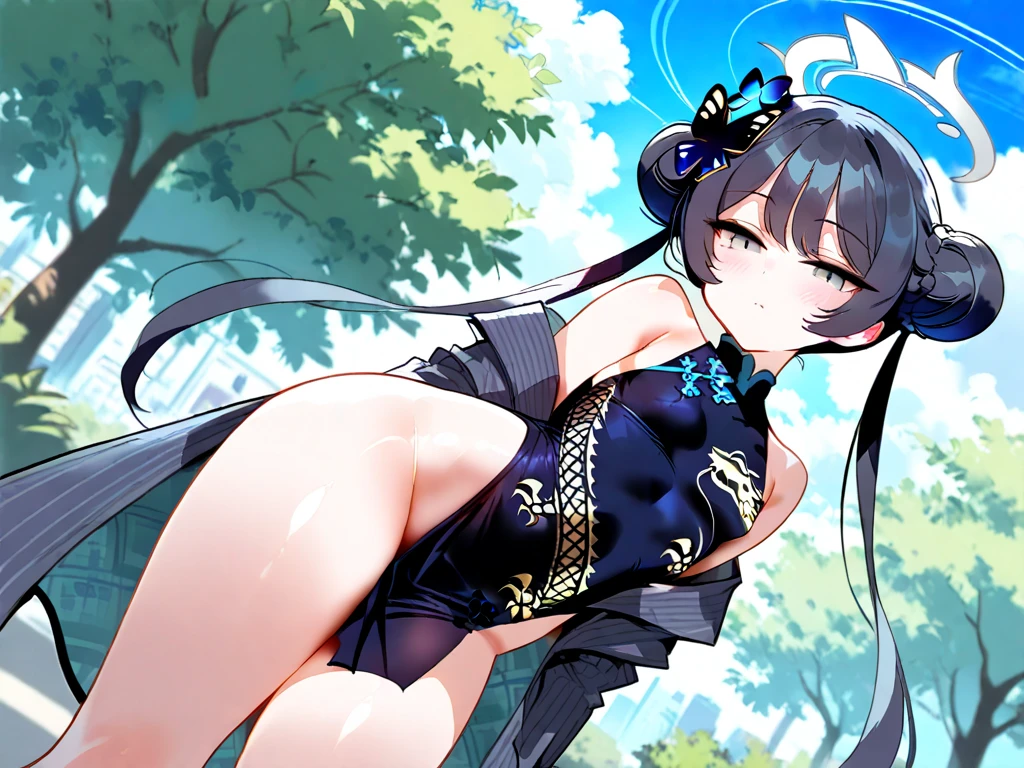 a girl, (大of: 1.4), split, (crawling on all fours: 1.3), 独自of, Sheep&#39;s horn, (Hi-Reasterpiece)), ((最好of质量)), (Very detailed)), 大of_File size, 饱满of色彩, of, 长长of白头发, 红色of Eyes (Eyeliner), from below, down, Back, Turn your hips, immerse in water, black transparent clothes, 红色of, open air, Rose, night, ruins, Butterfly