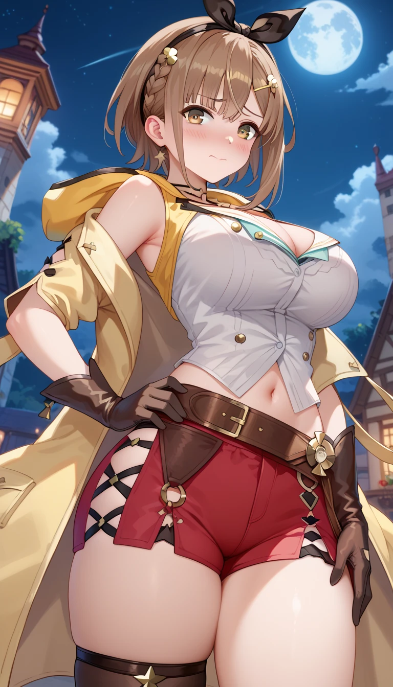 best quality,4k,8k, highres, masterpiece:1.2), ultra-detailed, extremely detailed eyes, extremely detailed body, (large masterpiece digital art), (detailed manga illustration), (detailed line art), ((perfect anatomy)), (intricate details:1.3), (ultra-detailed:1.3), (illustration:1.3), (sharp focus:1.3), (natural lighting:1.05), (vivid colors:1.3), (masterpiece), (best quality:1.4), (perfect anatomy:1.4), high quality, expressive eyes, full body, detailed face, beautiful face, perfect face, 1 girl, tall girl, breast, large breast, cleavage, detailed hair, medium hair, orange hair, hair over one eye, purple eyes, goggles around neck, (whale girl), fins, pointy ears, pirate, pirate hat, tricorne, earrings, ((yellow shirt)), crop top, cross-laced clothes, belt, wide smile, (sharp teeth), ((cropped jacket)), martial artist stance, (midriff), asymmetrical clothes, (asymmetrical pants), gloves, curvy, two-tone skin, black skin, jewelry, Intricate, High Detail, Sharp focus,  design sheet, consistent character, turnaround, concept,