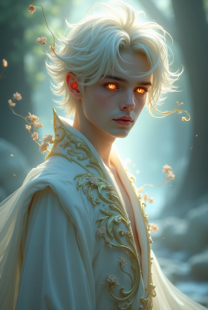 Create a boy with nice dress.. but his has no face ... Instead of face there show light like holy man..