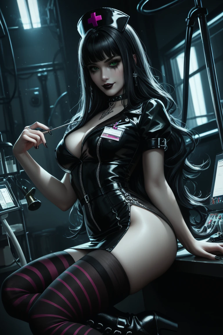 ((gothic vampire piloting in gothic spacecraft)), (((retro anime))), ((from below)), (120 fov), ((((gothic control panels)))), ((mature)), ((gothic)), (iridescent bodysuit), lace accessories, ((pilot seat)), ((((lying back)) pose)), ((elegant)), (((serious tone))), futuristic, ((cockpit top control panel)), intricate control panel details, 1990s (style), [blushing], sweat, masterpiece, ((claustrophobic)), sparkles, limited colors, best quality, screens, ((pilot helmet)), ((hands on controls)), night, space, cockpit lights