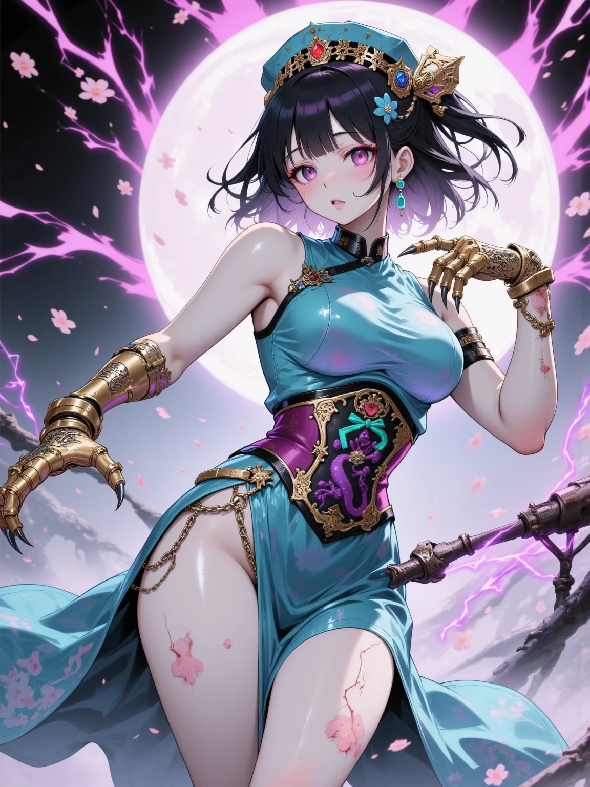 Official Art, Unified 8K Wallpapers, Ultra Detailed, Beautiful and Aesthetic, Masterpiece, Best Quality, (Zentangle, Tangle, Entangle), (fractal art: 1.4), (character center: 1.3), 1girl, black hair, Chinese, off-the-shoulders, short skirt, calf, navel, very detailed, dynamic angle, cowboyshot, (most beautiful form of chaos), ethereal, (bright colors), oc, (half: 1.2), china, (thangka flying sky: 1.5), (ribbon: 1.3), (dream: 1.5), (hanfu: 1.5), Chinese dragon, Chinese phoenix, (smile: 0.5), ( Chinese deities),