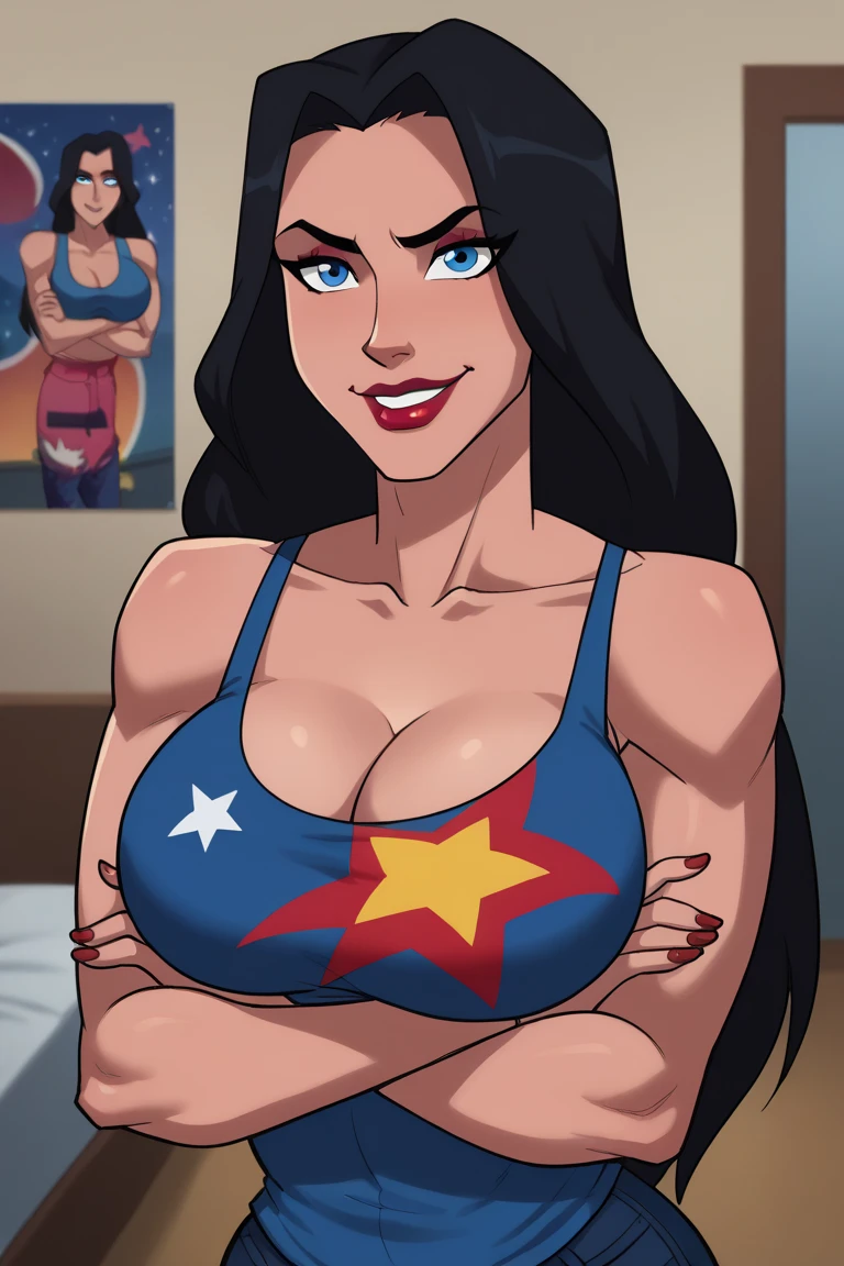 Character style illustration style full body completely naked breasts showing big fear breast size Cartoon name: Isabella Cruz white background medium breasts freckled face Jennifer Connelly actress strong contours Physical description - long straight hair, tingidos de um marrom vibrante que contrasta com sua pele clara.
- You reflect a mix of curiosity and determination.
- Ela tem uma estatura alta, with a slender and agile figure, evidenciando sua agilidade e destreza.
-fundo colorido
Design de personagens de retrato, beautiful digital illustration, retrato de alta qualidade, Arte em quadrinhos, Corpo inteiro sensualizando ou pelada. folha de retorno. Turnaround sheet