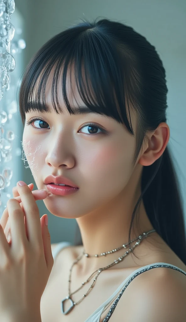 topless、Bottleless、Naked、Big eyes、Big black eyes、Drooping eyes、Completely naked、topless、beautiful breasts、normal breasts、bottomless、All naked、naked、No underwear、not wearing anything、short bob、loose curly hair、I was injured、bleed、endure the pain、A painful look、It hurts、I was scared、It was scary look、はAre crying、Are crying、I'm crying、It was scary、trembling、alone,  idol face,cute、Japanese、 delicate girl, Frank, Sophisticated, thin arms,  innocent eyes, cheek,   shiny pink lips、Keep your lips open、depth of field movie light、blurred background、目 focuokeh dof、professional lighting、soft light、(NSFW:1.1)、bodice subian、beautiful feet、asuka saito、body photo、standing、standing、injury,bleed、bodice subian、It was scary、はAre crying、I'm crying, on body,,standing、 masturbation, juice,saliva trace,body fluid、A painful look、hold back defecation、leaking、thin、traces of being attacked、
