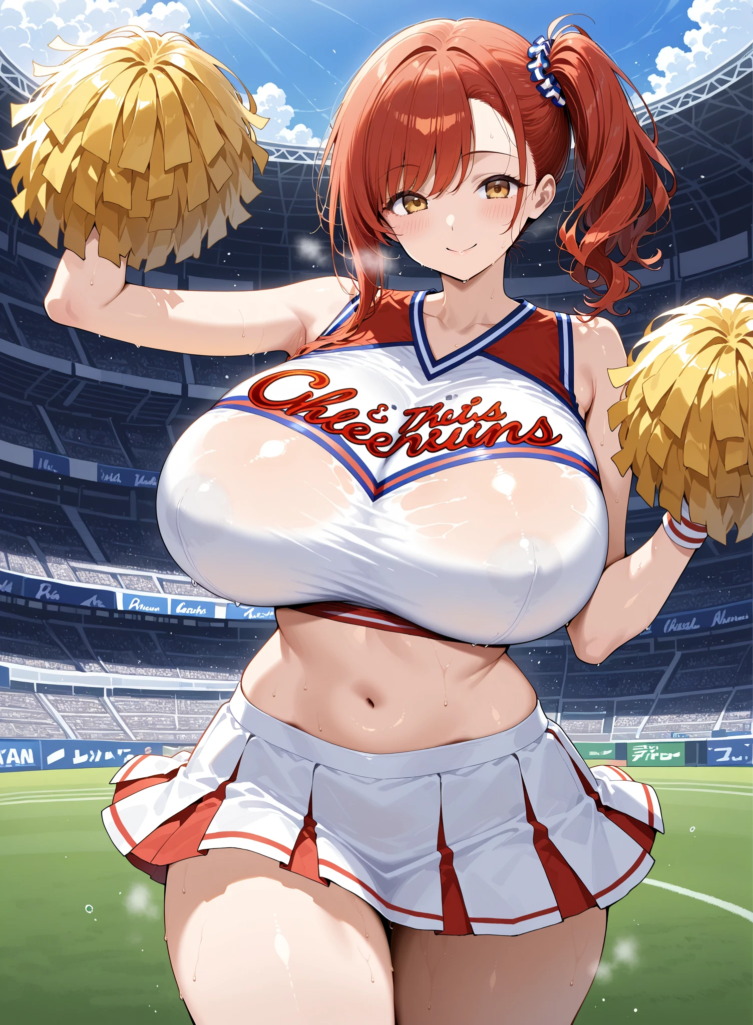 Score_9, score_8_up, score_7_up, score_6_up, score_5_up, score_4_up, source_anime, solo, 1girl, cute students, young female, sagging gigantic huge breasts, wide hips, thick thighs, huge areolae, areola slip, black areolae, dark nipples, sideview, detailed eyes, brown eyes, looking at viewer, cheerleading uniform, sleeveless, ahegao, orgasm, collarbone, head tilt, showing hairy stomach hair, mostly hairy stomach hair, showing hairy pubic hair, hairy stomach, micro skirt, showing armpit, hairy armpit hair, bukkake, cum shot on armpit, sperm, sex with boy, Japanese, hentai, crowded schoolyard, having sex, sex from behind, side view, spreading legs, hand behind the head, fecundation mark, raping atmosphere, feeding breast milk, many penis, knee-high socks