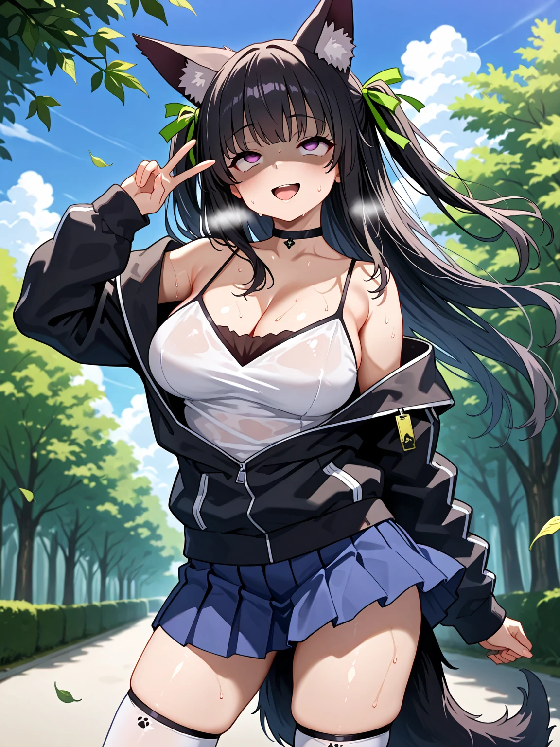 1 woman, tan , Long straight black hair, conjunctivitis, Purple bikini , sly face., villain , smile, Barefoot ,big breasts, full body, stand on your hips, Stand up straight...., bus waiting sign