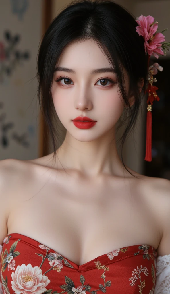 Korean model, Beautiful Face, smile, Goth, (Completely naked),(nsfw)