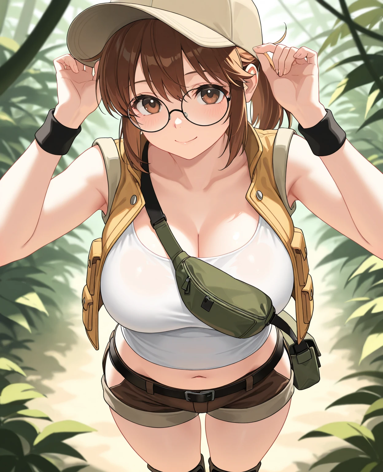 (extremely detailed CG unity 8k wallpaper),(masterpiece), (best quality), (ultra-detailed), (best illustration),(best shadow), cowboy shot, (swamp background:1.2), trees, water
,BREAK
Fio, round eyewear,
<lora:(p)FioGermi:1>