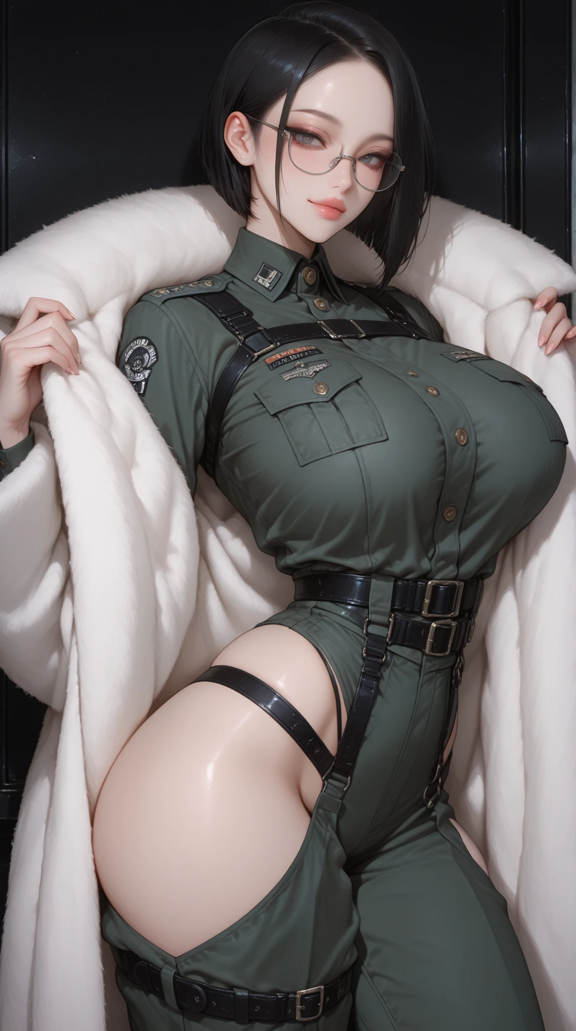 merula, full body, thighs, high heels, solo girl, medium tits, military camouflage pants, nude tits
