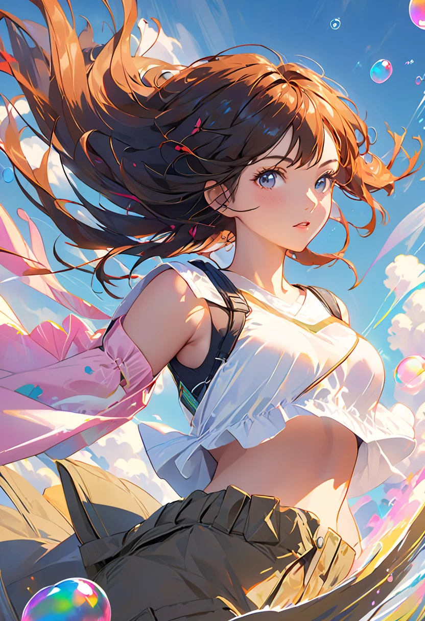 (1girl, Masterpiece, high quality, highly detailed), ((breasts type: wide-set, Wide Set breasts, A significant space between the breasts, more than usual)), (wearing Chunky knit tunic dress), (Winter theme, background: park, Skipping in place, Skipping on the spot, legs alternating in mid-air.),- **Eyes**: Round, dark brown - **Nose**: Small and straight - **Lips**: Full, coral pink - **Hair**: Long, wavy, black - **Skin Tone**: Medium tan with a warm undertone - **Eyebrows**: Medium thickness, gently arched - **Cheekbones**: Soft and rounded - **Chin**: Rounded - **Ears**: Small and close to the head - **Expression**: Confident and determined