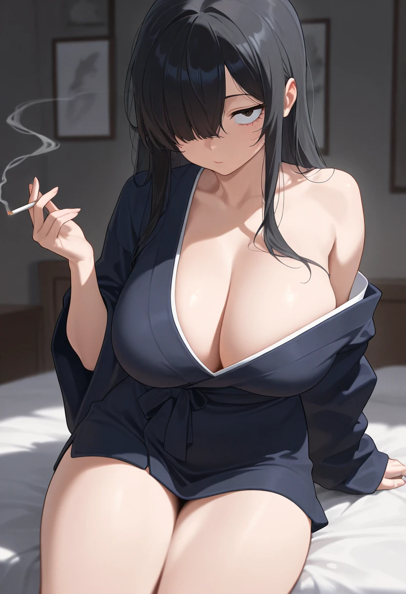 ((1beautiful girl)),,(((Purple hair))),(((2 braided short hairs))),(((Fix the bangs unevenly on the sides,))),(((put out one's forehead))),(((yellow  eyes))),(((Detailed condom depiction))),(((Condoms used for the body))),(​masterpiece)), ((top-quality)),((Vivid light and shadow depiction)), (The ultra-detailliert), ((kawaii)), cute little, (Detailed body line depiction), ((detailed face depiction)),((ighly detailed)),  (8K), top-quality, (Beautiful fece),(((World-class quality))), ighly detailed, hight resolution,(((独奏))),(((thick eyebrow))).((((shinny hair)))),(((White and beautiful skin))),(((normal breast))),(((Bold poses))),(((Troubled face))),(((red blush))),(((Show breasts))),(((Composition seen from above))),(((Emphasis on the breast))),(((Detailed panty depiction))),(((In a dark room))),((Soft Body Style)),(((steam))),(((Open your crotch))),(((Panties with pink ribbon))).((((((Red yukata)))))),((Show your belly button))),(((Focus on panties))),(((Lie on the bed and open your legs))),(((My crotch is wet))),(((Put a used condom in your mouth))),(((White liquid dripping on the breast)))、(((Breasts out))),(((bare-legged))),(((holding a banknote between the chests)))
