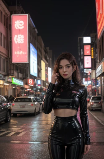 A woman in a short skirt and jacket posing for a photo., cyberpunk art by Raymond Han, Trends in CG society, Digital art, Chinese woman, korean girl, beautiful asian woman, asian woman, young asian girl, attractive girl, beautiful asian woman, korean woman, Chinese woman, beautiful south korean woman, gorgeous young korean woman, beautiful young korean woman, asian woman