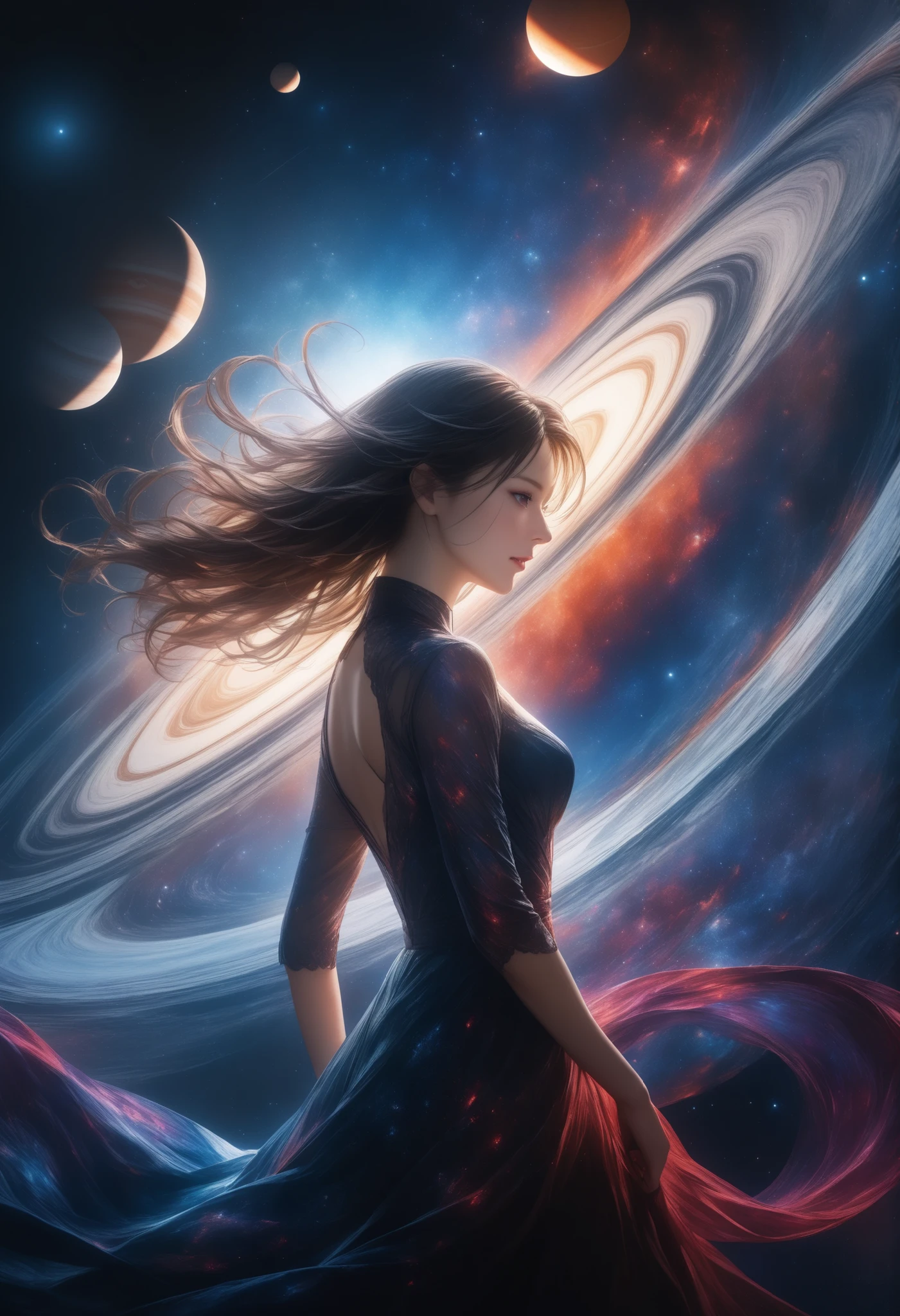 Naked Women,has a beautiful face,graceful posture,Wrapped in Cosmic Textures,Hi-Res,4K,realistic,fine art,HDR,Bokeh,deep color, Dark ,Mysterious,fascinating,realistic,Spatial presentation,Mysteriousな光,Planetary Reflection,Unknown Galaxy,Magical Aura,Delicate skin, Sensual Curves ,impressive composition,Professional Finish,Highly Detailed,digital painting,extreme realism, Surprisingly Clear ,Quality As Pictured,Glittering colors