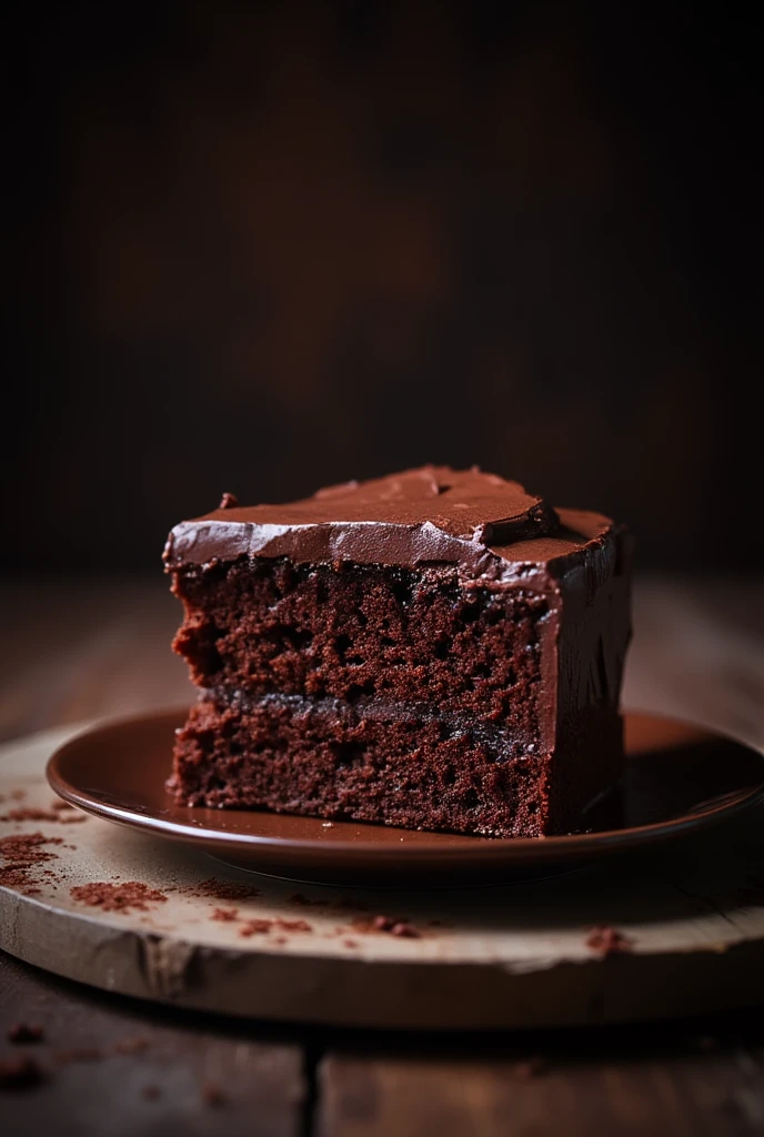  cinematic still-frame chocolate， chocolate cake ，deep dark background，High quality photos，Wet texture，Icing ，studio photo，slice，shallowdepthoffield，Vignette，Very meticulous，High budget，Bokeh， widescreen，gloomily，epic，opulent，cinematic grain，grain sense