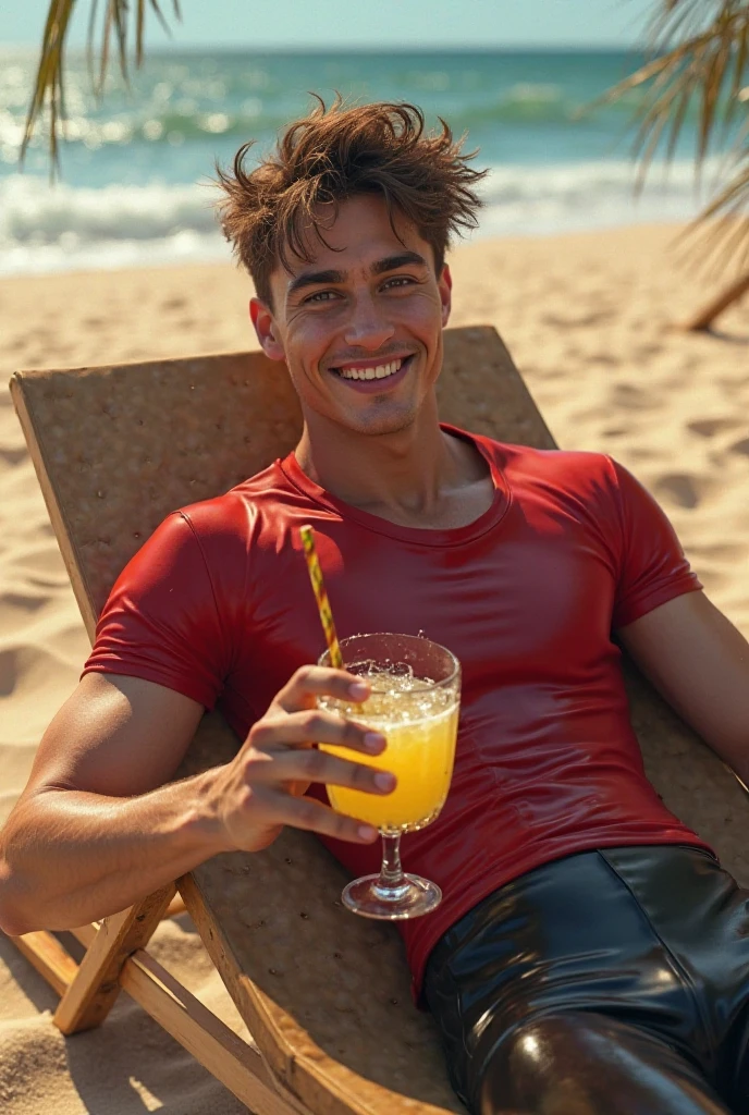 Young cute handsome face beautiful white skinny shirtless eating the santía in jardin de santía