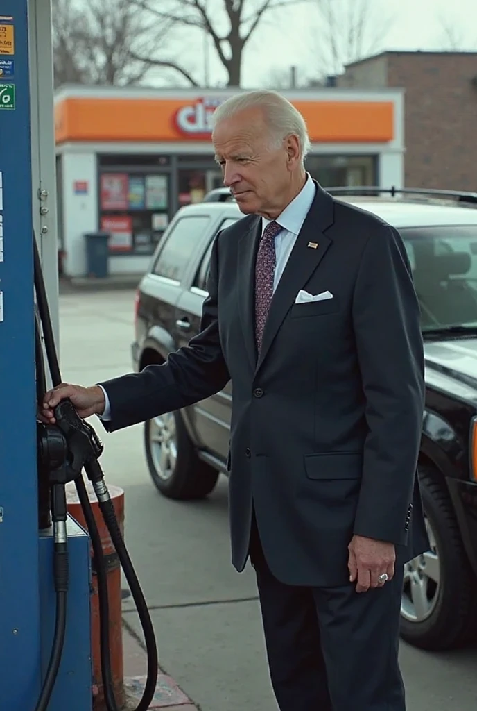 president Donald trump working at a fuel station
