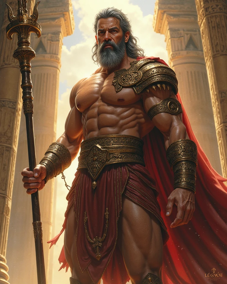 Uncensored, 8k uhd, (hyper realistic), (photorealistic), (masterpiece), (best quality), (1Man ), (solo), (graphic: 1.2), (finely detailed face),(highres:1.4), (intricate details:1.4), RAW, best quality, ultra res, photorealistic, high resolution skin texture, man with long beard, the Christ, ((sett)), ((League of legends)), long black hair, symmetrically perfect ears, high height, in King Herod's temple in Jerusalem, Half-naked torso, chaps, 6 sit-ups, serious penetrating look,detailed face, detailed hair, detailed hands, detailed legs, detailed eyes, detailed skin, dynamic lighting, beautiful detailed eyes, light on face, looking at the viewer, realistic face, realistic body, realistic tunic, stepping on top of the head of a huge snake.