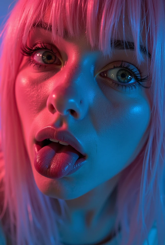 cyberpunk, night, dark, neon lights. city, dystopian future, sci-fi, (8k), (best quality), (masterpiece:1.2), (realistic), (photorealistic:1.0), ultra-detailed, 1girls, small tits, naked, 16 yaers old, teen, cute, topless, freckles, very small tits, flashing tits, very thin, smile, beautiful detailed eyes, beautiful detailed nose, full body, wearing tanktop, casually showing , very hairy , big , creampie , full of white liquid, sperm on her face, sit on the stairs of a building, from below, realistic skin texture, attractive face, short hair, pink hair, sperm face