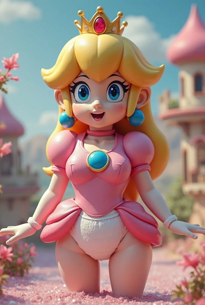 Peach showing ass on her knees