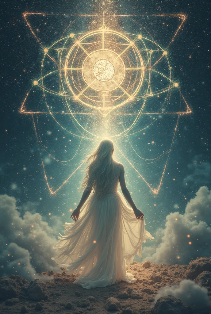 Flower of Life、universe、vibration、aura、Woman silhouette