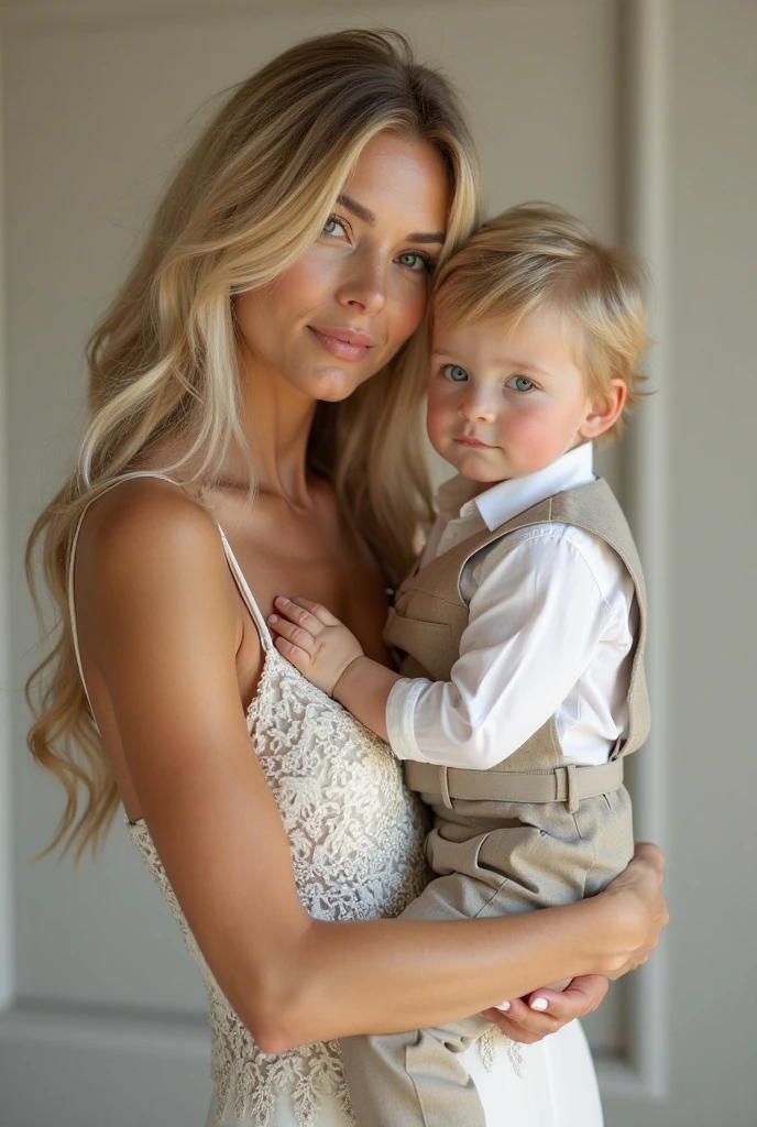 mulher dando gargalhada com o filho