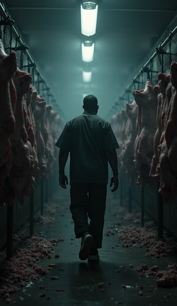 there is a man standing in front of a large amount of dead animals, made in unreal engine 5, unreal engine. film still, rendered in unreal engine 5, meat factory, made in unreal engine, created in unreal engine 5, made in unreal engine 4, photorealistic cinematic render, cinematic realistic photo, anton fadeev 8 k, realistic scene