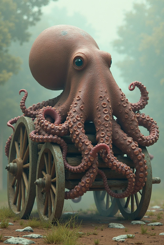 Create realistic and cinematic octopus face train pictures