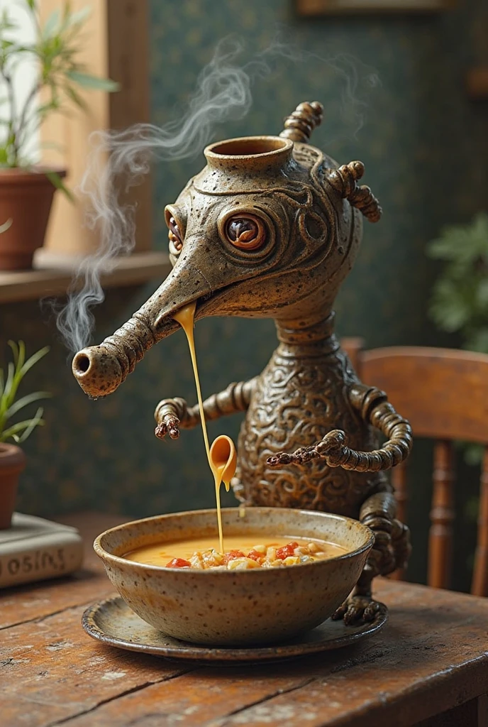 A mythical creature with a head resembling a gourd, a traditional utensil made from a type of gourd. He is often portrayed as a being that lives in the forests and rivers of the Amazon., and its appearance may vary depending on the narrative. In some versions, he is presented as a man with a disproportionate head, while in others he is closer to a supernatural entity.