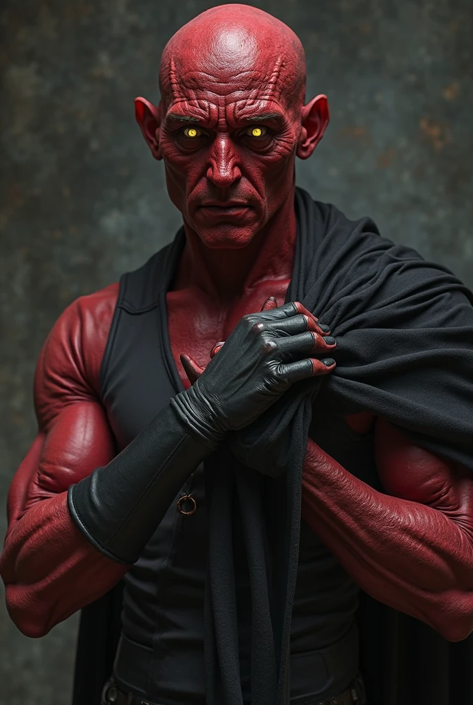 (masterpiece:1.2), absurdres, A photorealtic shot od Mumm-Ra,solo, decaying mummy,a malevolent and ancient sorcerer, , withered, shrouded in rotting bandages, emaciated body. grotesque, skin is a sickly grey, covered in tattered rotting bandages, is body is emaciated, his face is hidden by a hooded red robe, glowing sinister red eyes, malevolent, (highly detailed:1.3)