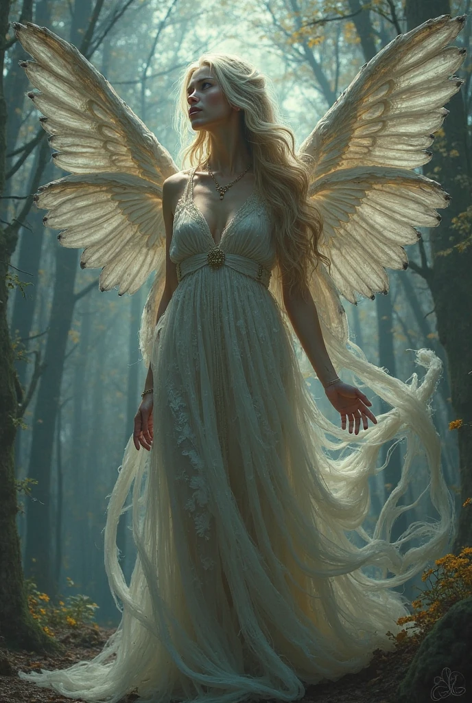 character like Malefechine but in another version witch is more kind with white color of her gown wing and horn