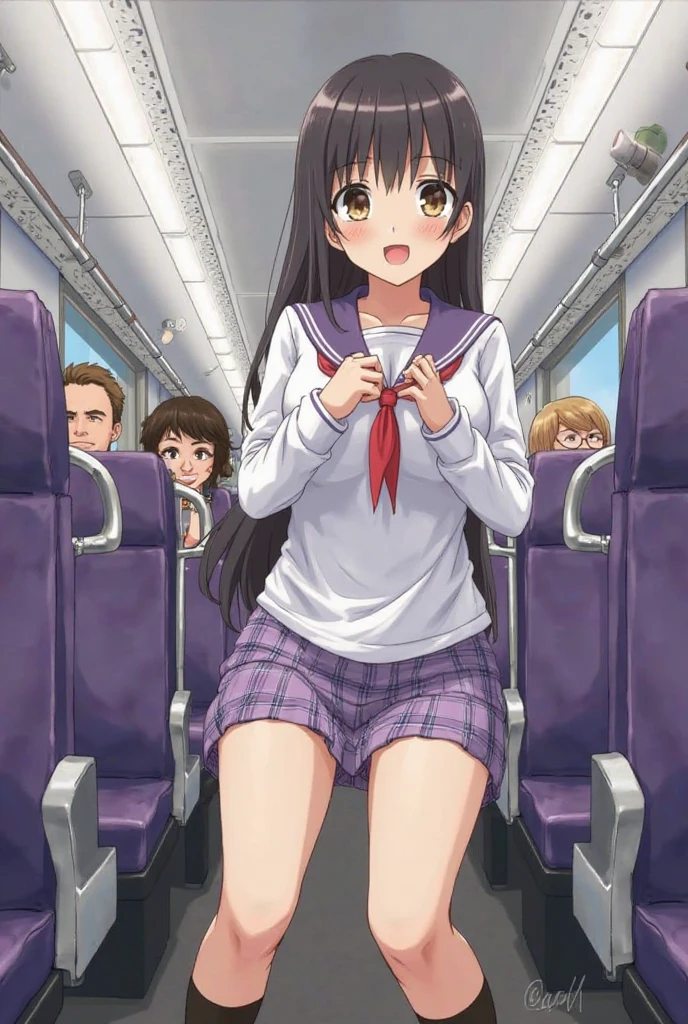Full body portrait、Secretary Woman、tight mini skirt、Lace panties、Sitting on a train chair、