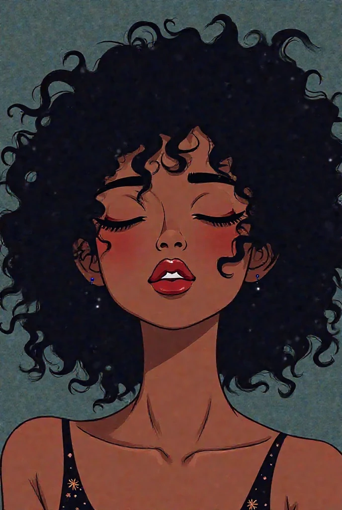 a close up of a woman with a hair brush in her hand, black anime manga girl, loish |, loish art style, her hair is tied above her head, afro, heavy gesture style closeup, kaethe butcher, illustration!, by Gee Vaucher, concerned expression, black woman, colored illustration, lost in thought, trending on artstration, beautiful illustration