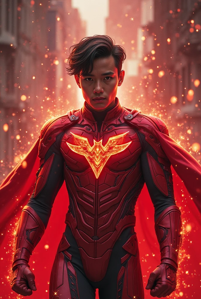 ((masterpiece)), ((best quality)), NVIDIA RTX, intricate details, cinematic lights, reflection lights details, Chris evan as futuristic Superman, full body